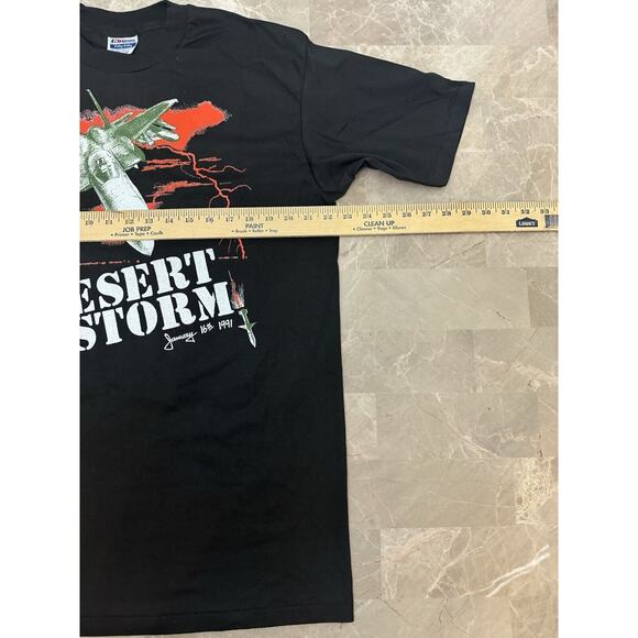 Vintage US Desert Storm T-Shirt Fighter Jet WAR ZONE 1991 Mens Size XL USA - Picture 7 of 7
